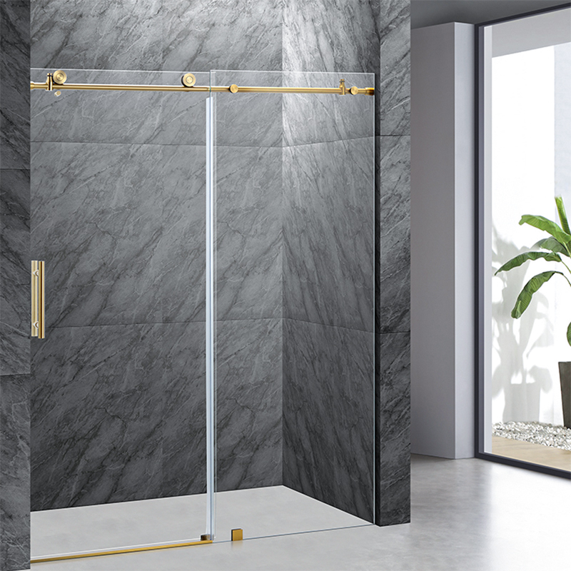 Brushed Gold Stainless Steel Hardware Frameless Sliding Doors